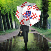 Custom Croatia National Heritage Umbrella Red and White Checkerboard Design - Wonder Print Shop