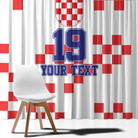 Custom Croatia National Heritage Window Curtain Red and White Checkerboard Design - Wonder Print Shop