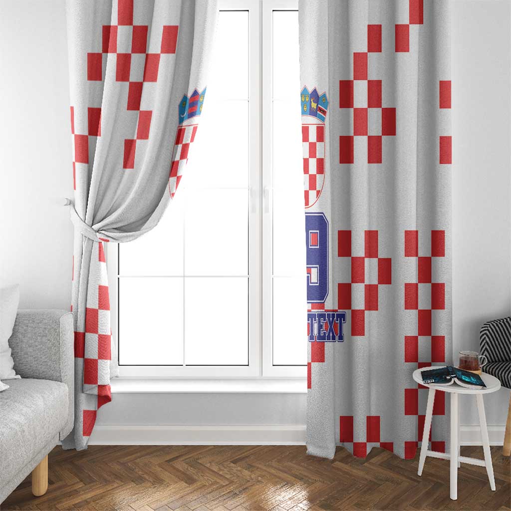 Custom Croatia National Heritage Window Curtain Red and White Checkerboard Design - Wonder Print Shop