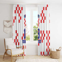 Custom Croatia National Heritage Window Curtain Red and White Checkerboard Design - Wonder Print Shop