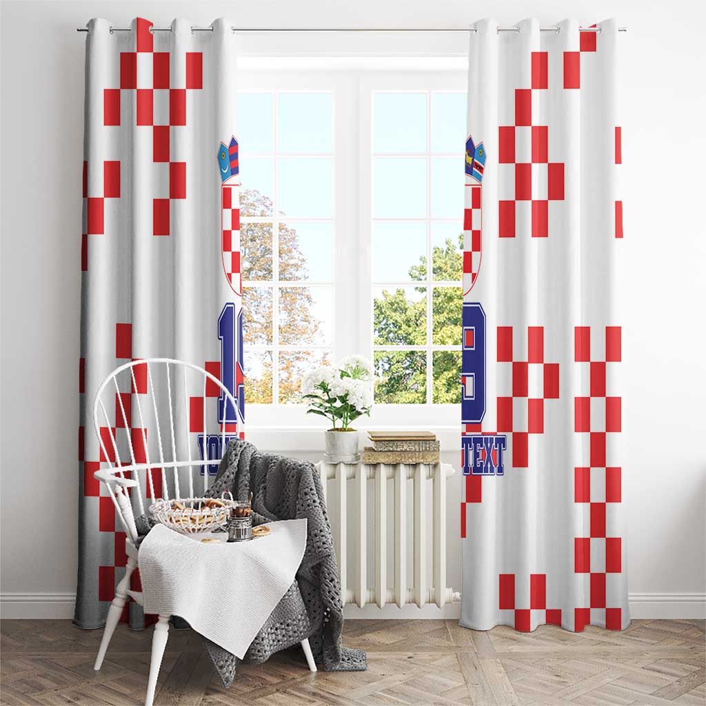 Custom Croatia National Heritage Window Curtain Red and White Checkerboard Design - Wonder Print Shop