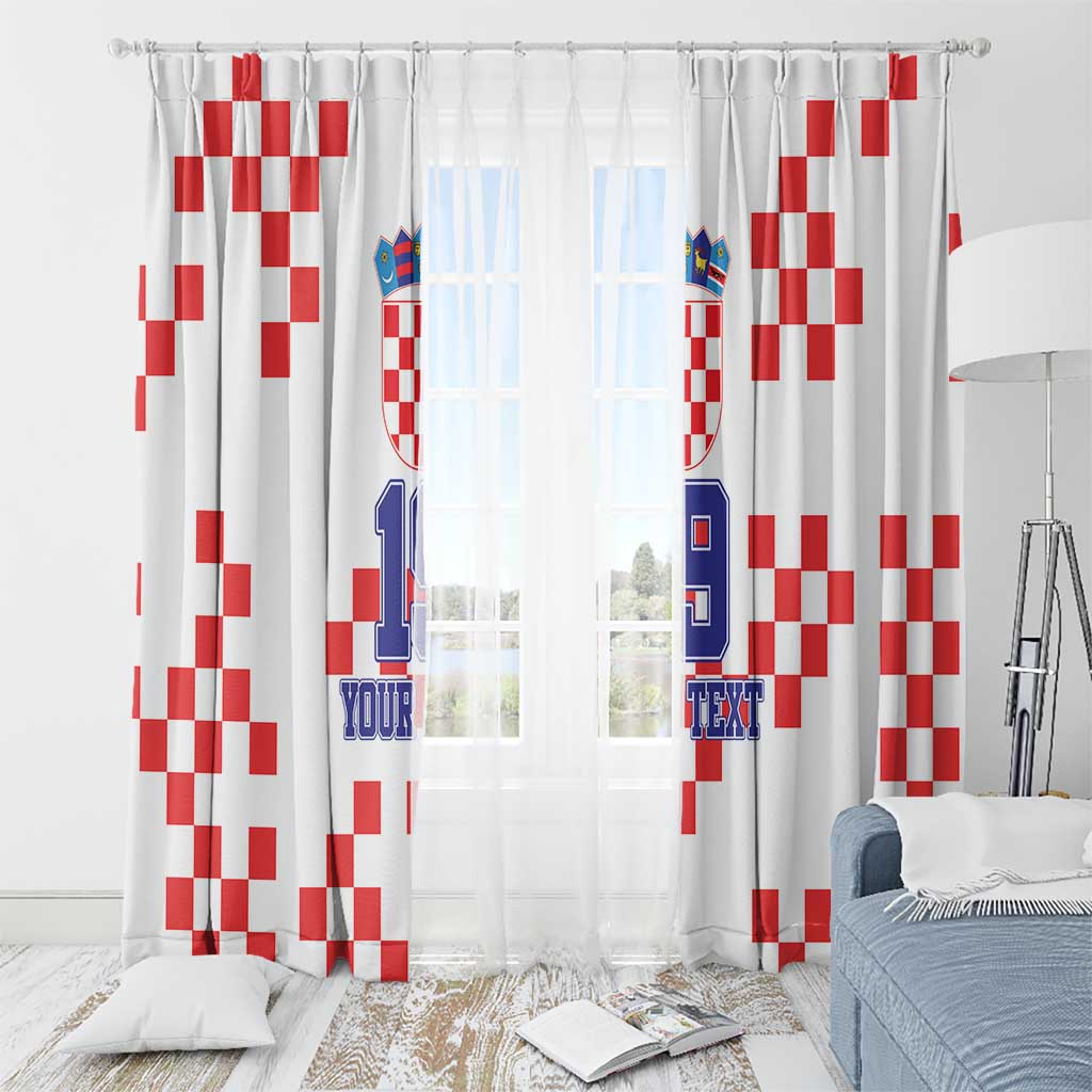 Custom Croatia National Heritage Window Curtain Red and White Checkerboard Design - Wonder Print Shop