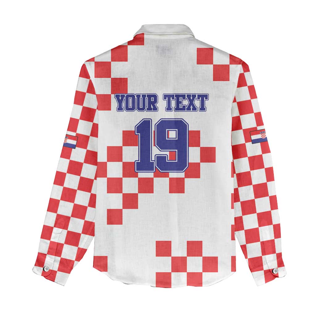Custom Croatia National Heritage Women Casual Shirt Red and White Checkerboard Design - Wonder Print Shop