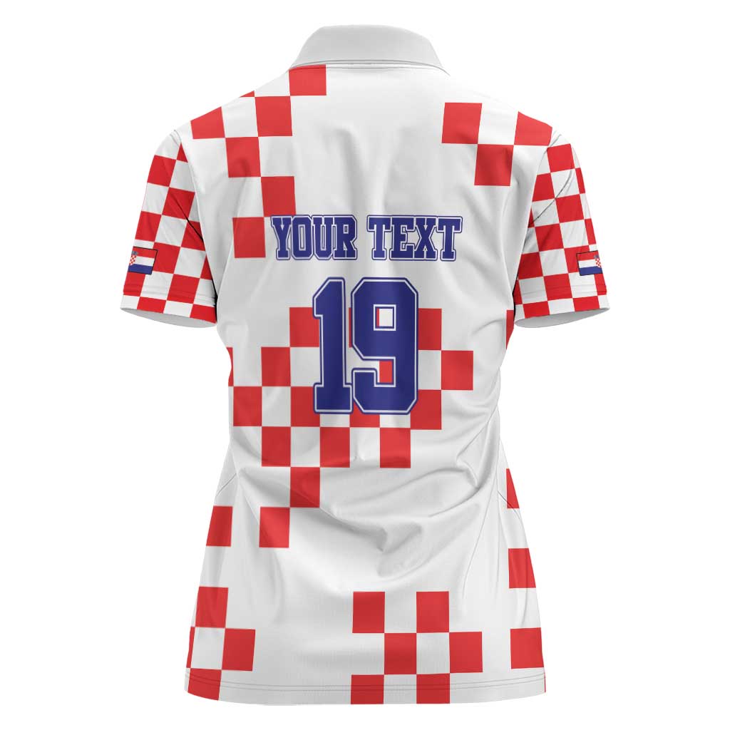 Custom Croatia National Heritage Women Polo Shirt Red and White Checkerboard Design - Wonder Print Shop