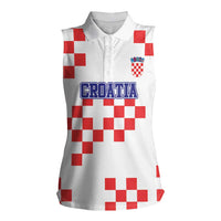Custom Croatia National Heritage Women Sleeveless Polo Shirt Red and White Checkerboard Design - Wonder Print Shop