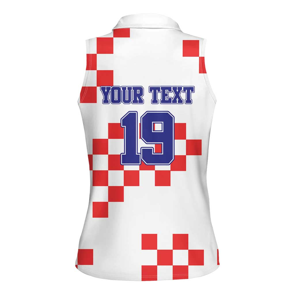 Custom Croatia National Heritage Women Sleeveless Polo Shirt Red and White Checkerboard Design - Wonder Print Shop