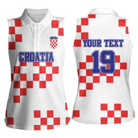Custom Croatia National Heritage Women Sleeveless Polo Shirt Red and White Checkerboard Design - Wonder Print Shop