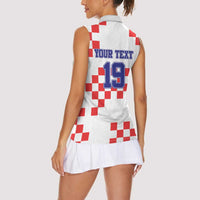 Custom Croatia National Heritage Women Sleeveless Polo Shirt Red and White Checkerboard Design - Wonder Print Shop