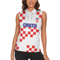 Custom Croatia National Heritage Women Sleeveless Polo Shirt Red and White Checkerboard Design - Wonder Print Shop
