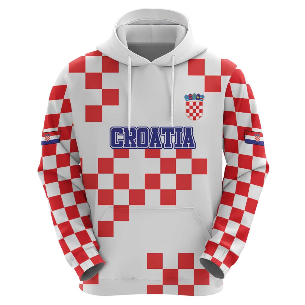 Custom Croatia National Heritage Zip Hoodie Red and White Checkerboard Design - Wonder Print Shop