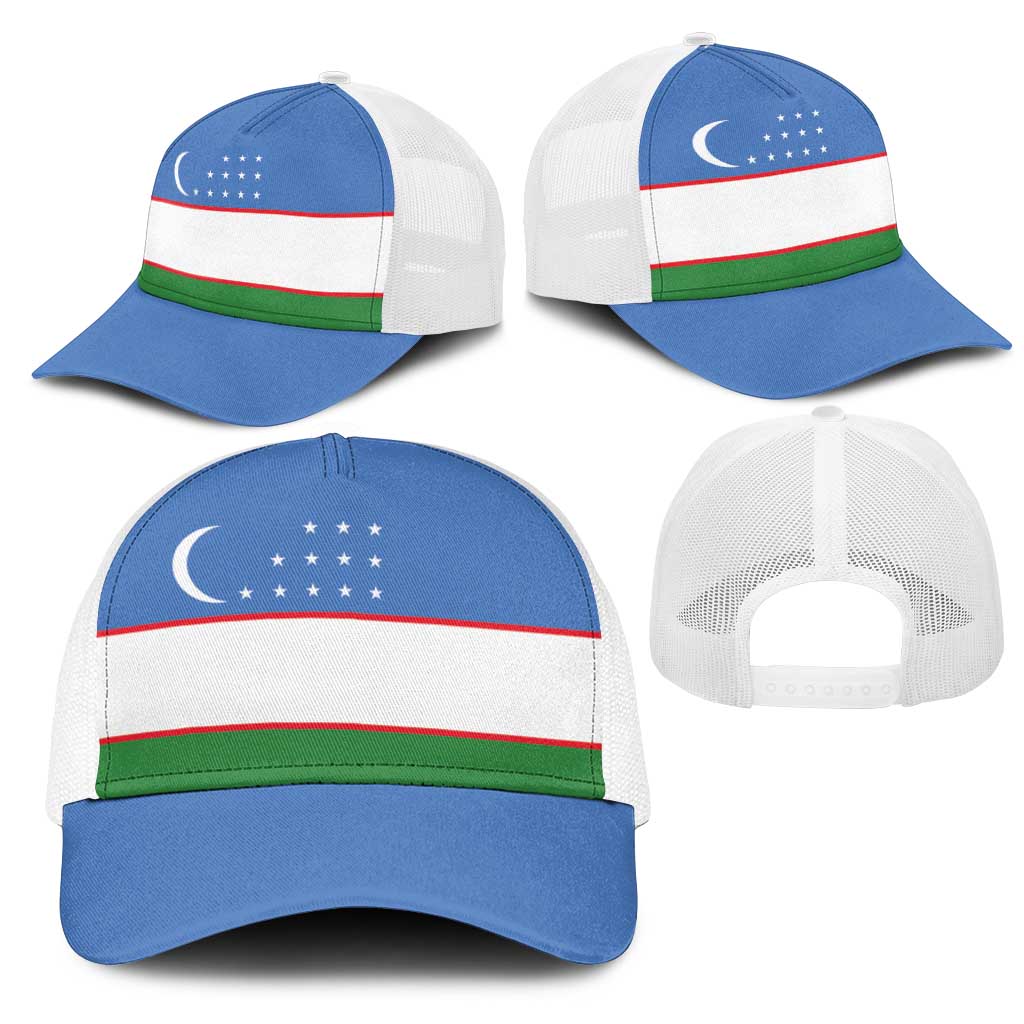 Uzbekistan Mesh Trucker Cap National Flag Colors - Wonder Print Shop