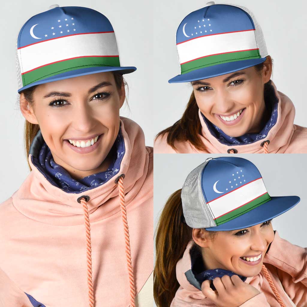 Uzbekistan Mesh Trucker Cap National Flag Colors - Wonder Print Shop