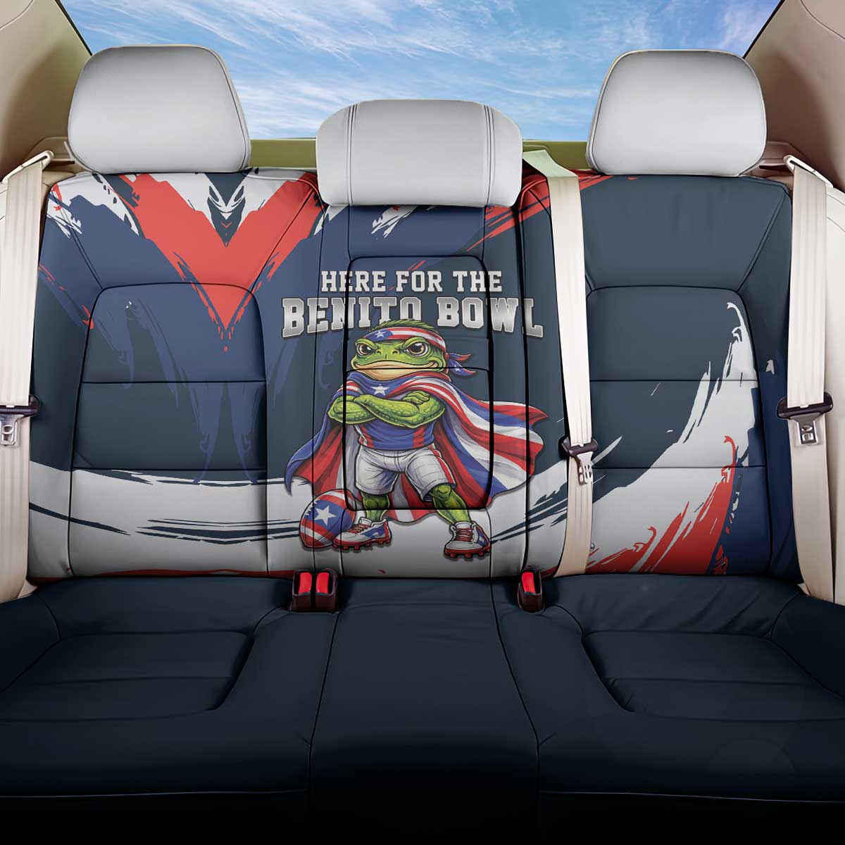 Benito Bowl Puerto Rican Football Back Car Seat Cover Coquí Frog Puerto Rican