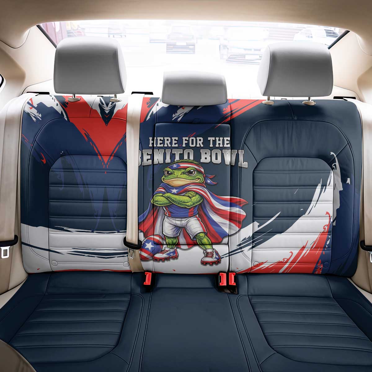 Benito Bowl Puerto Rican Football Back Car Seat Cover Coquí Frog Puerto Rican