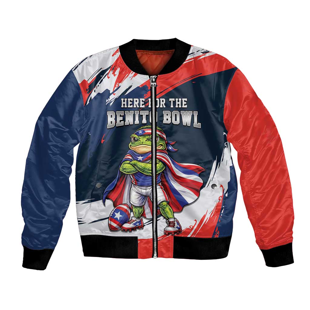 Benito Bowl Puerto Rican Football Bomber Jacket Coquí Frog Puerto Rican