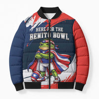 Benito Bowl Puerto Rican Football Bomber Puffer Jacket Coquí Frog Puerto Rican