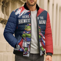 Benito Bowl Puerto Rican Football Bomber Puffer Jacket Coquí Frog Puerto Rican