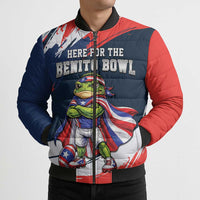 Benito Bowl Puerto Rican Football Bomber Puffer Jacket Coquí Frog Puerto Rican