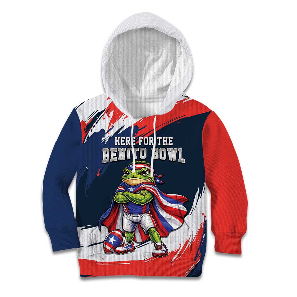 Benito Bowl Puerto Rican Football Kid Hoodie Coquí Frog Puerto Rican