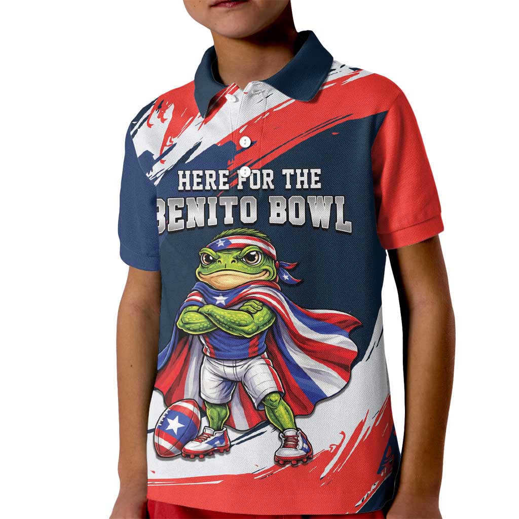 Benito Bowl Puerto Rican Football Kid Polo Shirt Coquí Frog Puerto Rican