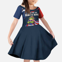 Benito Bowl Puerto Rican Football Kid Short Sleeve Dress Coquí Frog Puerto Rican