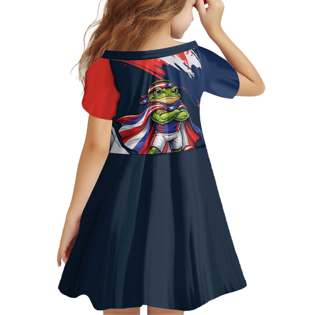 Benito Bowl Puerto Rican Football Kid Short Sleeve Dress Coquí Frog Puerto Rican