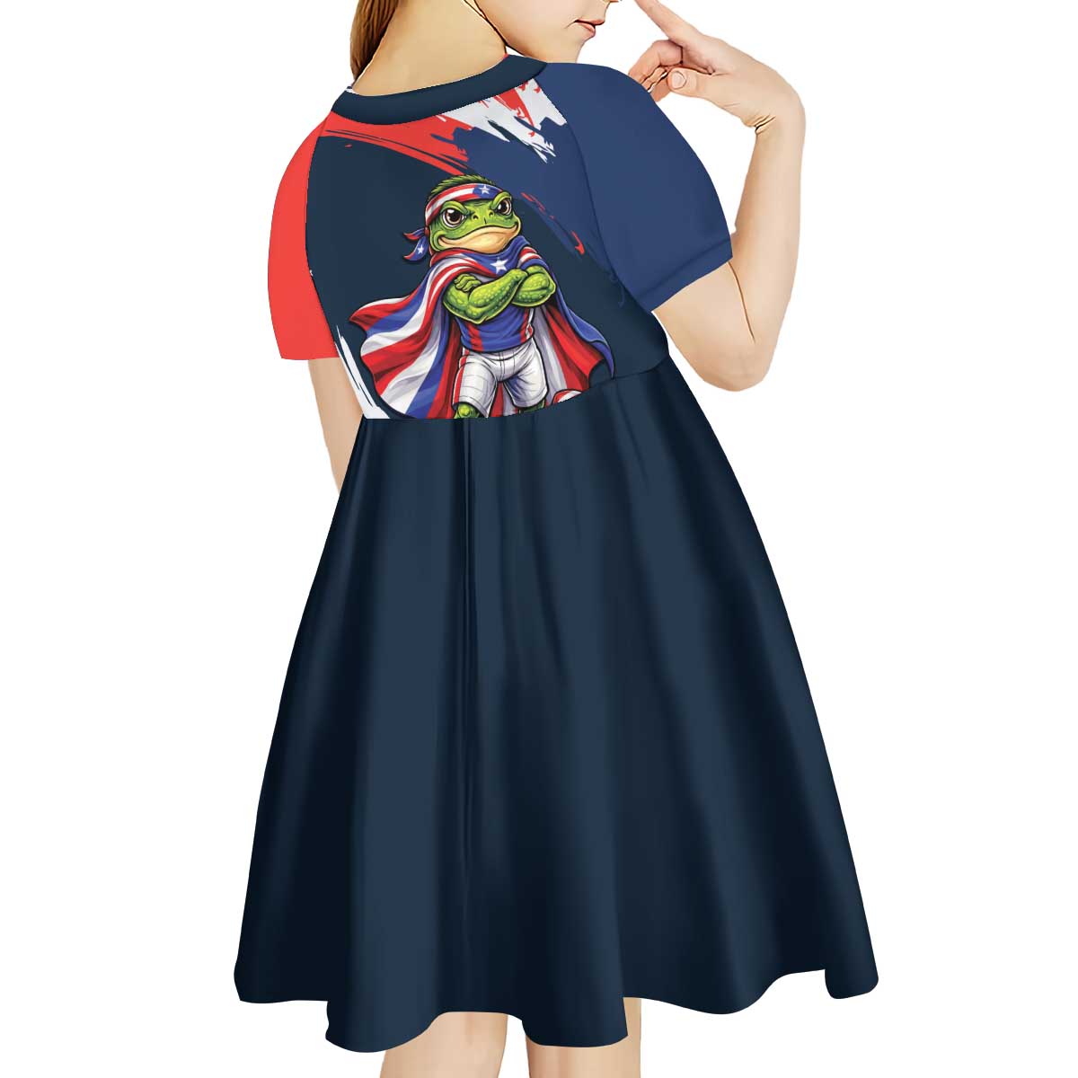Benito Bowl Puerto Rican Football Kid Short Sleeve Dress Coquí Frog Puerto Rican