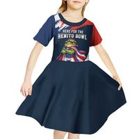 Benito Bowl Puerto Rican Football Kid Short Sleeve Dress Coquí Frog Puerto Rican