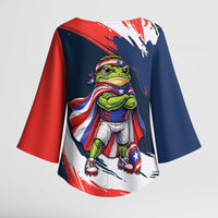 Benito Bowl Puerto Rican Football Kimono Sleeve Blouse Coquí Frog Puerto Rican