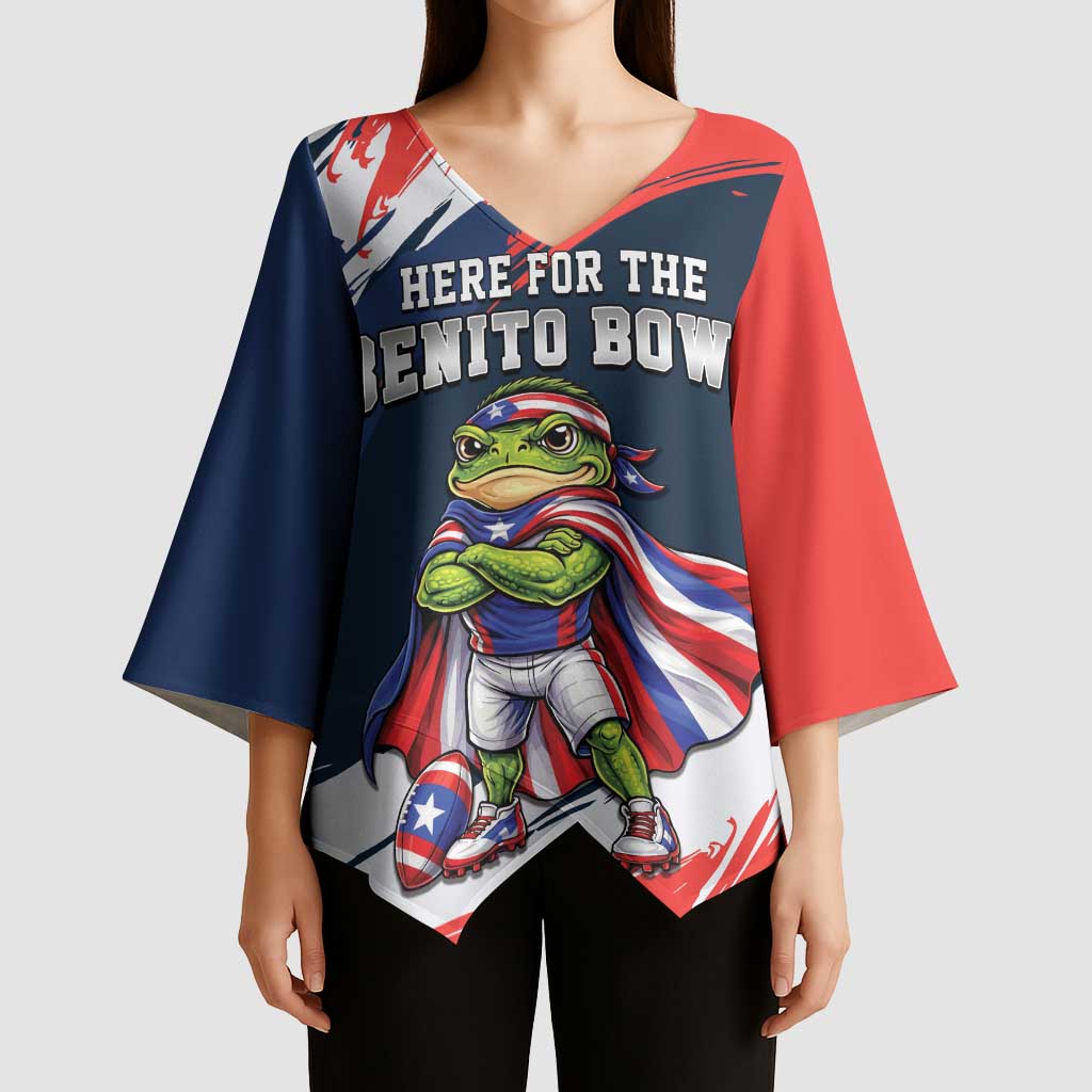 Benito Bowl Puerto Rican Football Kimono Sleeve Blouse Coquí Frog Puerto Rican