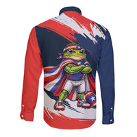 Benito Bowl Puerto Rican Football Long Sleeve Button Shirt Coquí Frog Puerto Rican
