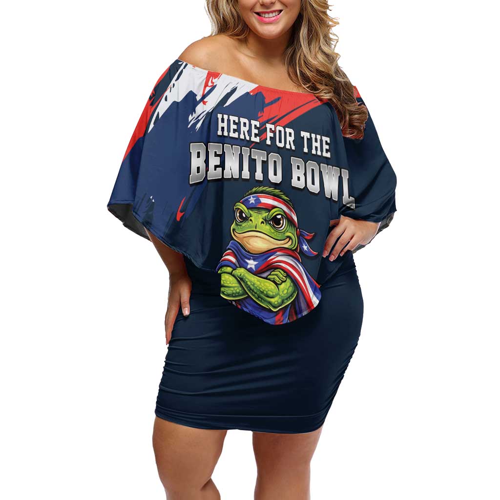 Benito Bowl Puerto Rican Football Off Shoulder Short Dress Coquí Frog Puerto Rican