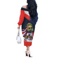 Benito Bowl Puerto Rican Football Off The Shoulder Long Sleeve Dress Coquí Frog Puerto Rican