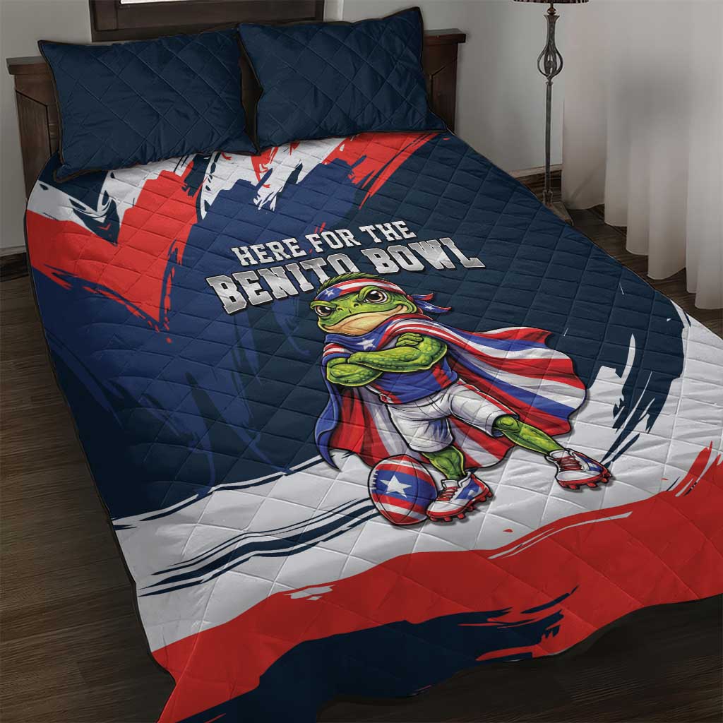 Benito Bowl Puerto Rican Football Quilt Bed Set Coquí Frog Puerto Rican