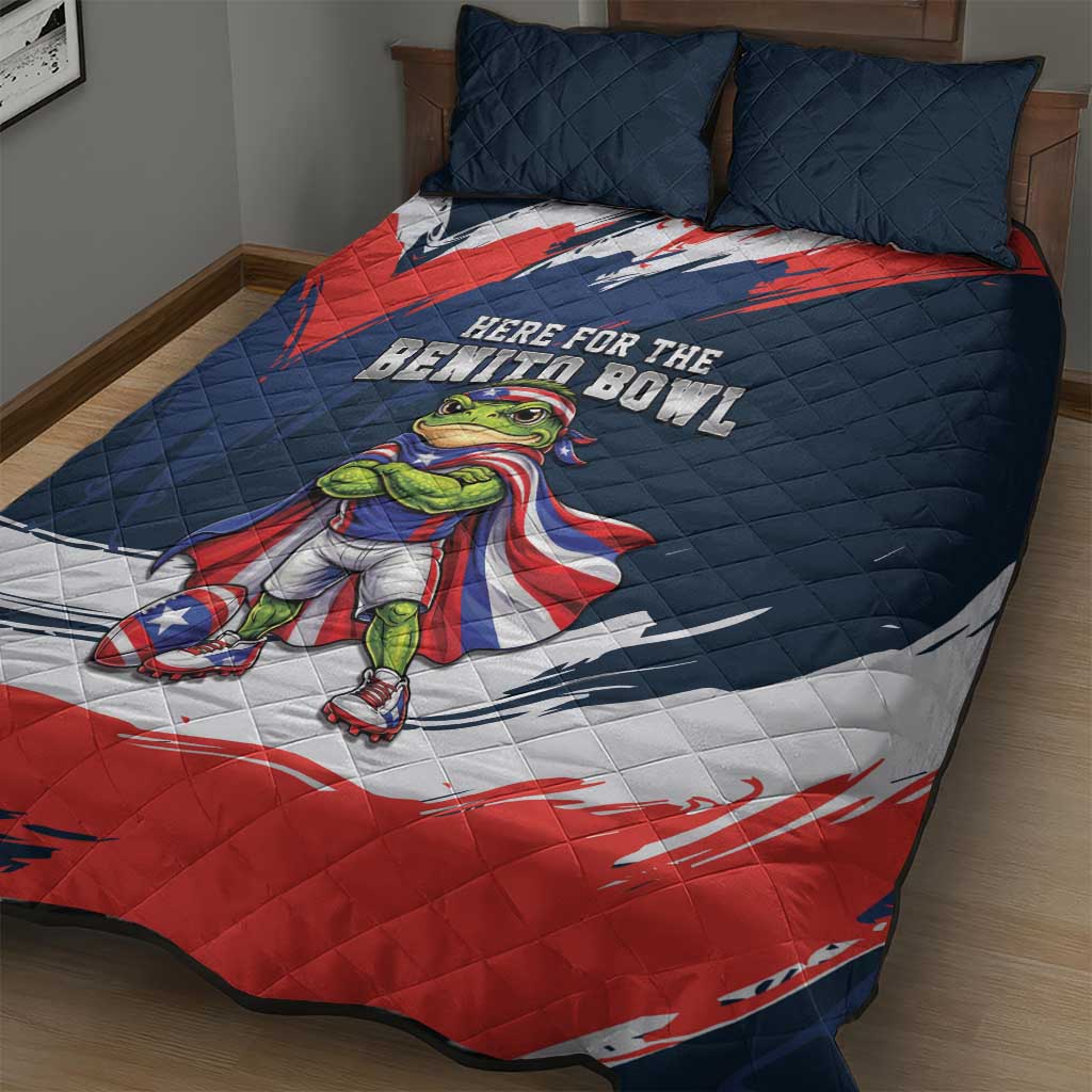 Benito Bowl Puerto Rican Football Quilt Bed Set Coquí Frog Puerto Rican