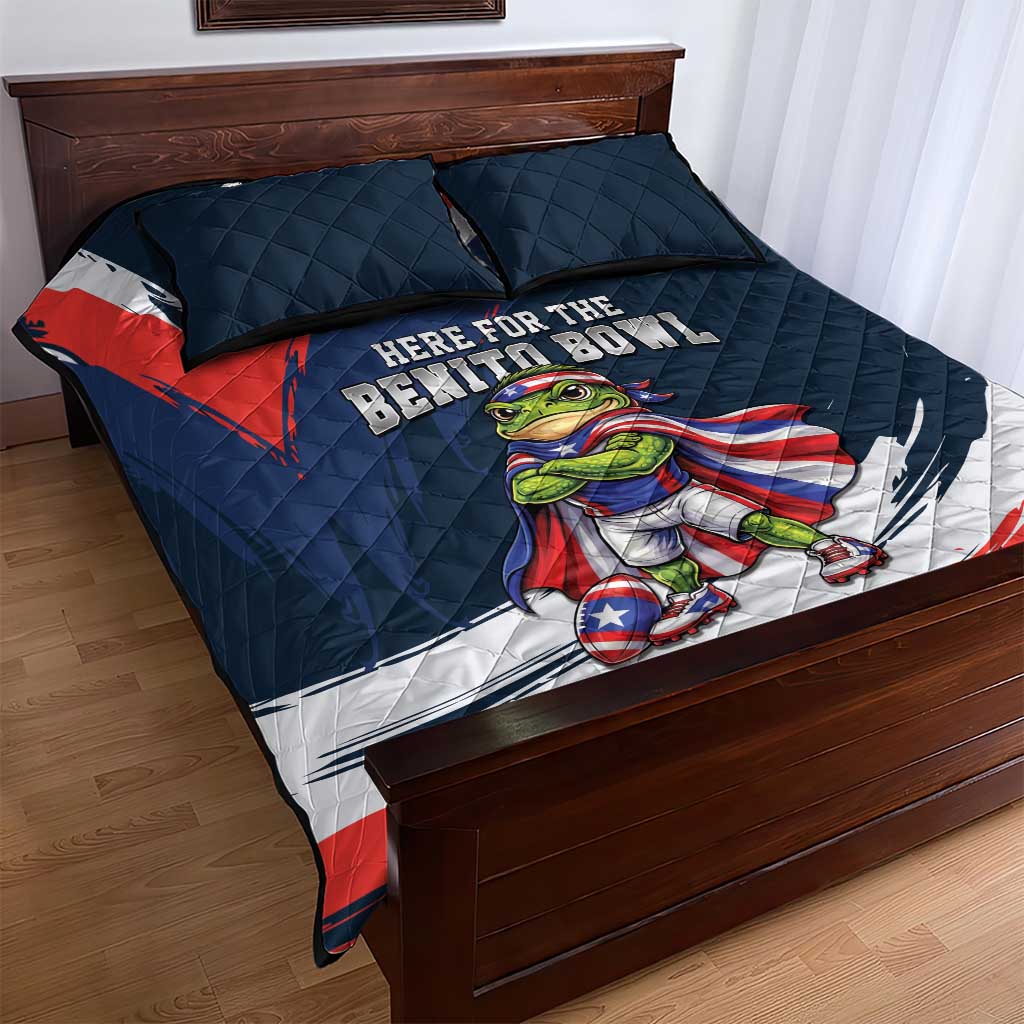 Benito Bowl Puerto Rican Football Quilt Bed Set Coquí Frog Puerto Rican