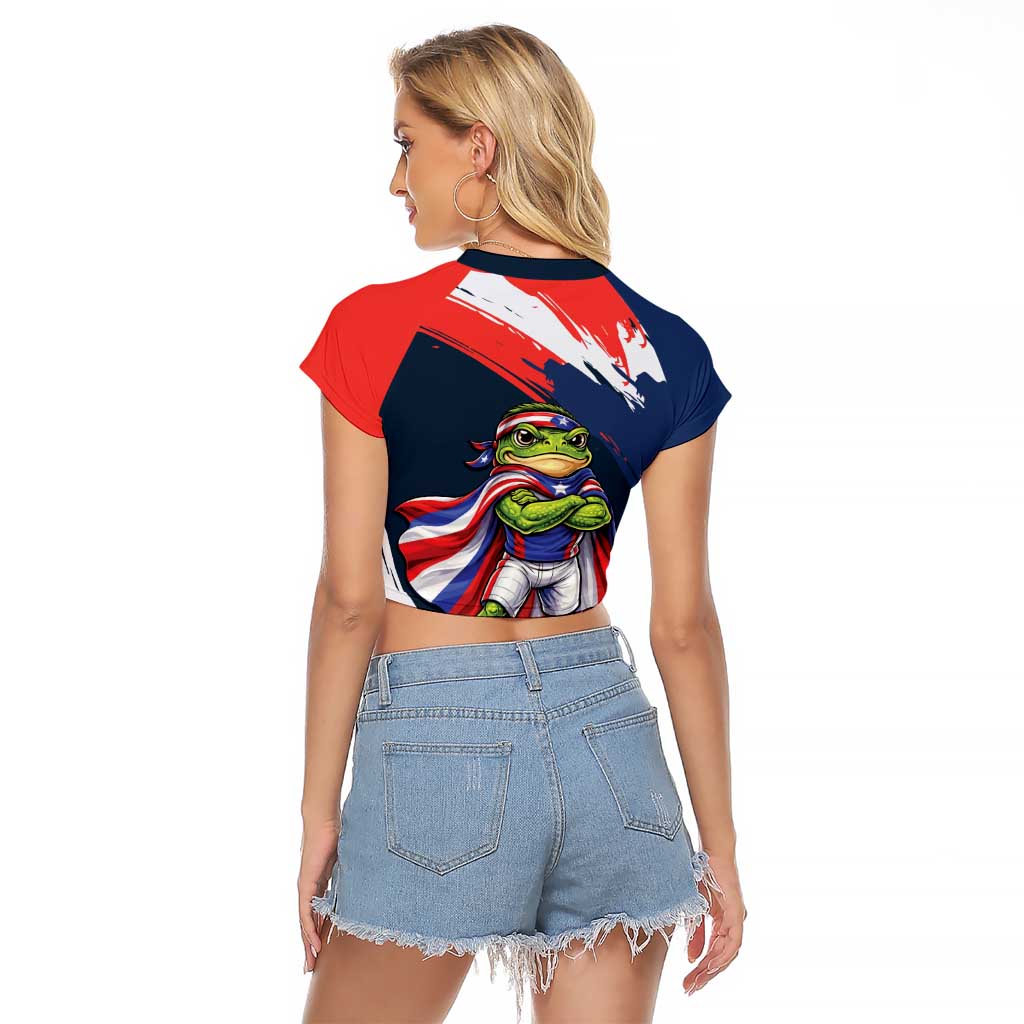 Benito Bowl Puerto Rican Football Raglan Cropped T Shirt Coquí Frog Puerto Rican