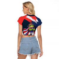 Benito Bowl Puerto Rican Football Raglan Cropped T Shirt Coquí Frog Puerto Rican