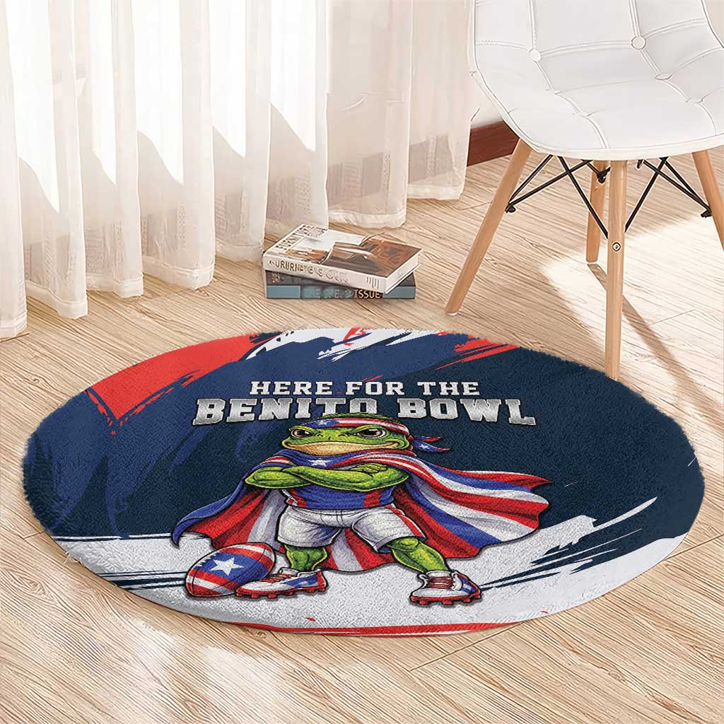 Benito Bowl Puerto Rican Football Round Carpet Coquí Frog Puerto Rican