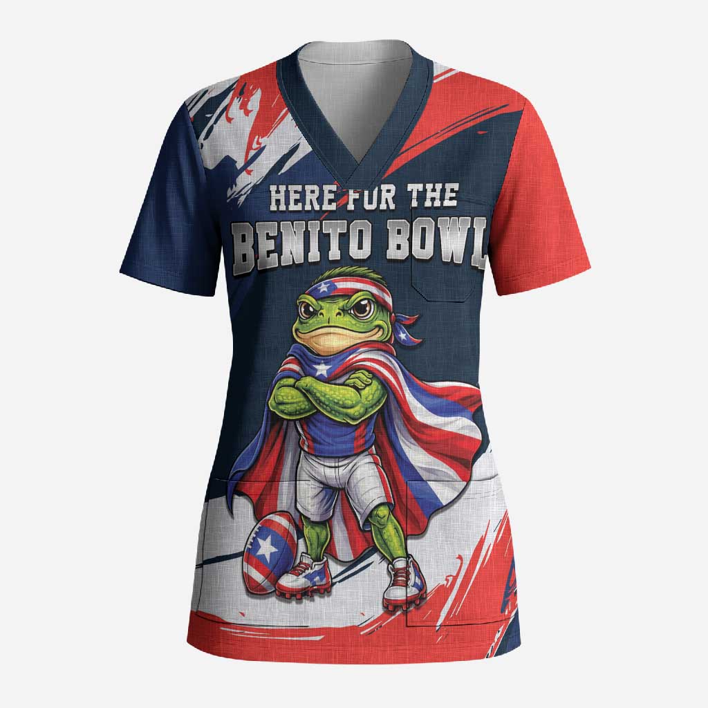 Benito Bowl Puerto Rican Football Scrub Top Coquí Frog Puerto Rican