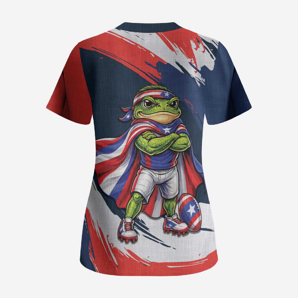Benito Bowl Puerto Rican Football Scrub Top Coquí Frog Puerto Rican
