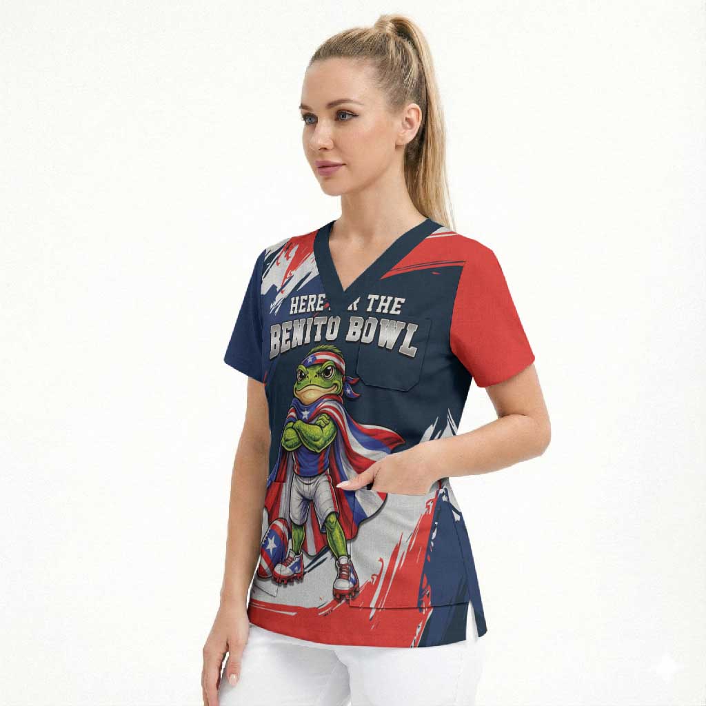 Benito Bowl Puerto Rican Football Scrub Top Coquí Frog Puerto Rican
