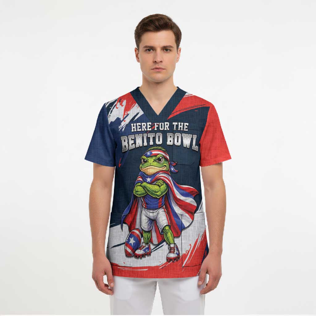 Benito Bowl Puerto Rican Football Scrub Top Coquí Frog Puerto Rican