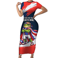 Benito Bowl Puerto Rican Football Short Sleeve Bodycon Dress Coquí Frog Puerto Rican