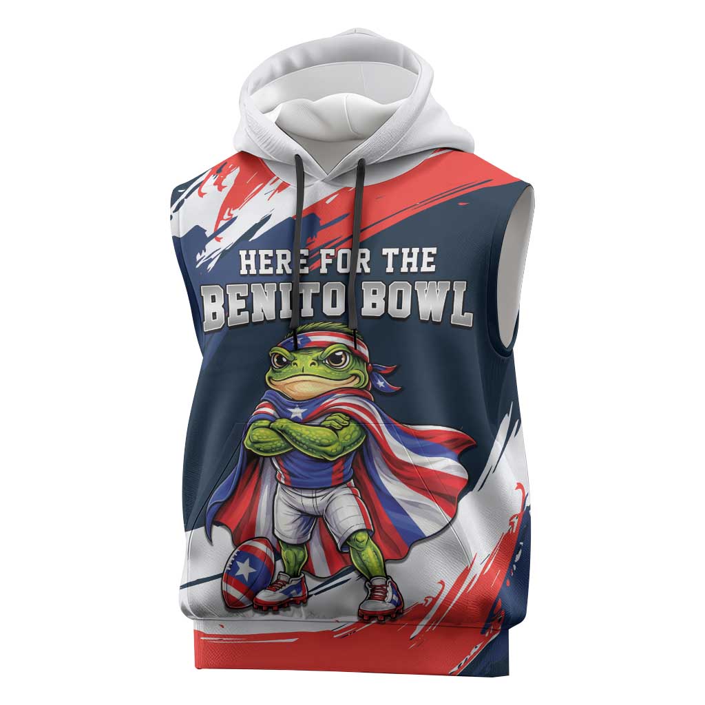 Benito Bowl Puerto Rican Football Sleeveless Hoodie Coquí Frog Puerto Rican