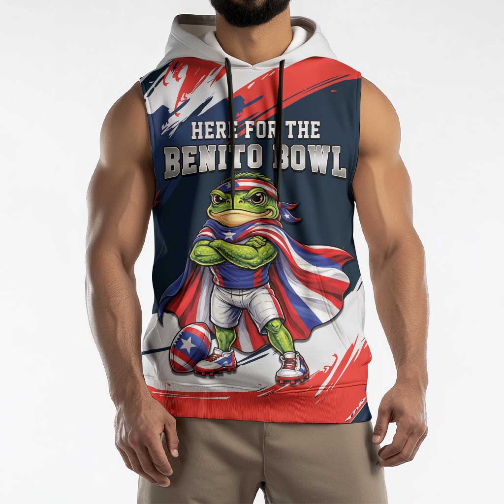 Benito Bowl Puerto Rican Football Sleeveless Hoodie Coquí Frog Puerto Rican
