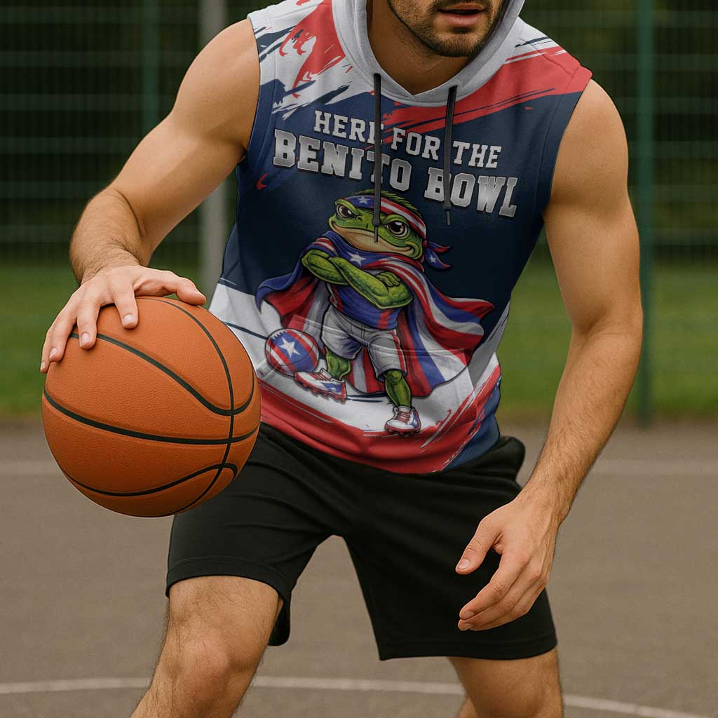 Benito Bowl Puerto Rican Football Sleeveless Hoodie Coquí Frog Puerto Rican
