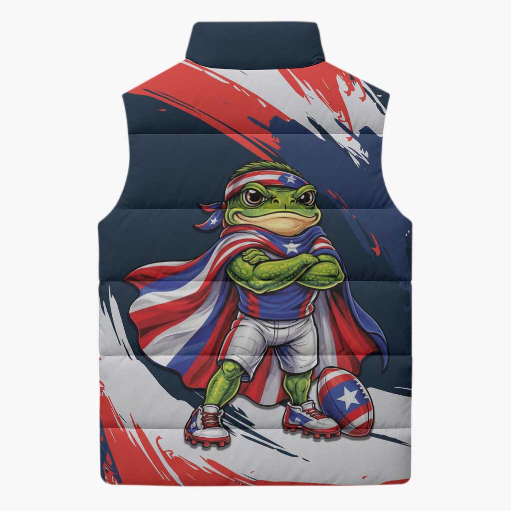 Benito Bowl Puerto Rican Football Sleeveless Puffer Jacket Coquí Frog Puerto Rican