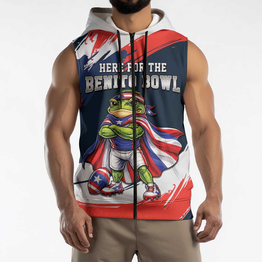 Benito Bowl Puerto Rican Football Sleeveless Zip Hoodie Coquí Frog Puerto Rican