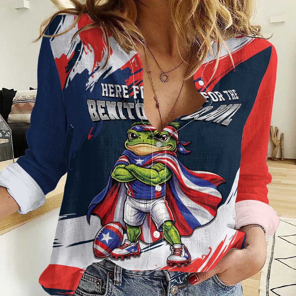 Benito Bowl Puerto Rican Football Women Casual Shirt Coquí Frog Puerto Rican